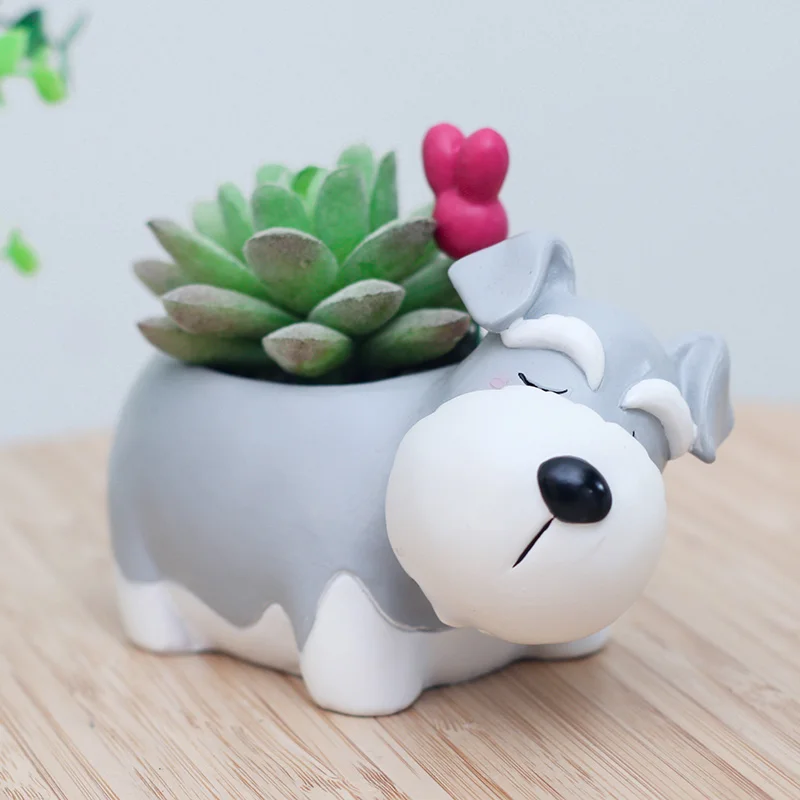 

1 piece Creative Gift Animals Design Succulent Flowerpots Schnauzer Dog Garden Decoration Arts Crafts Micro Landscape Planter