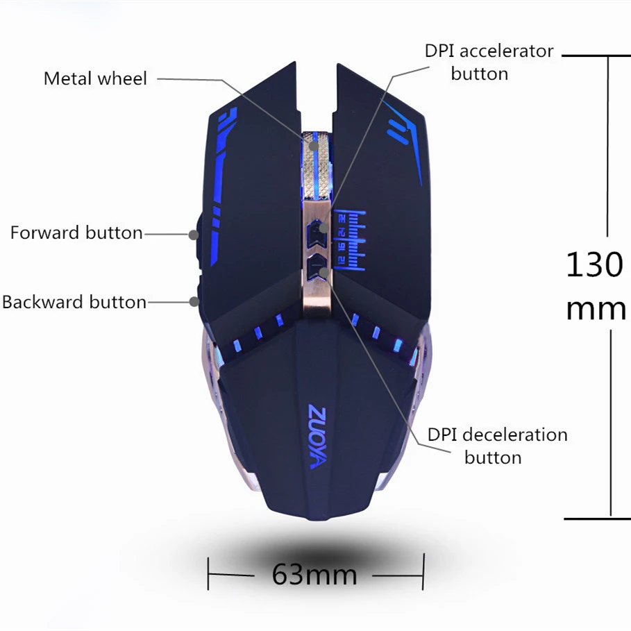 Оптическая светодиодная компьютерная игровая мышь ZUOYA для ПК ноутбука 7