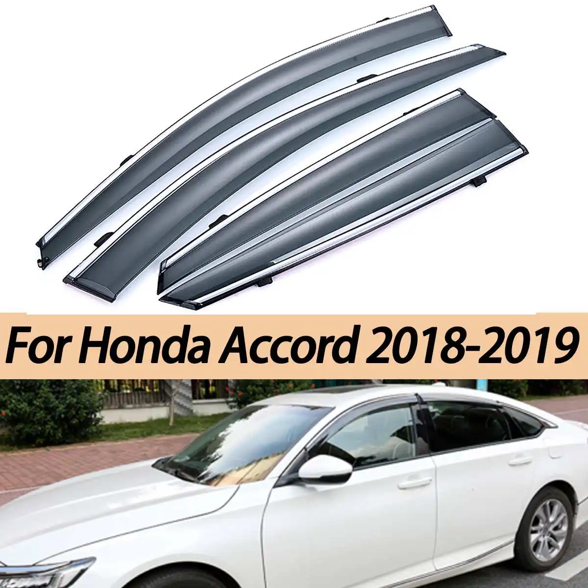 

4Pcs/Set Car Window Visor Sunshade Rain Guard Wind Deflector Acrylic Exterior Vent Shelter For Honda For Accord 2018-2019