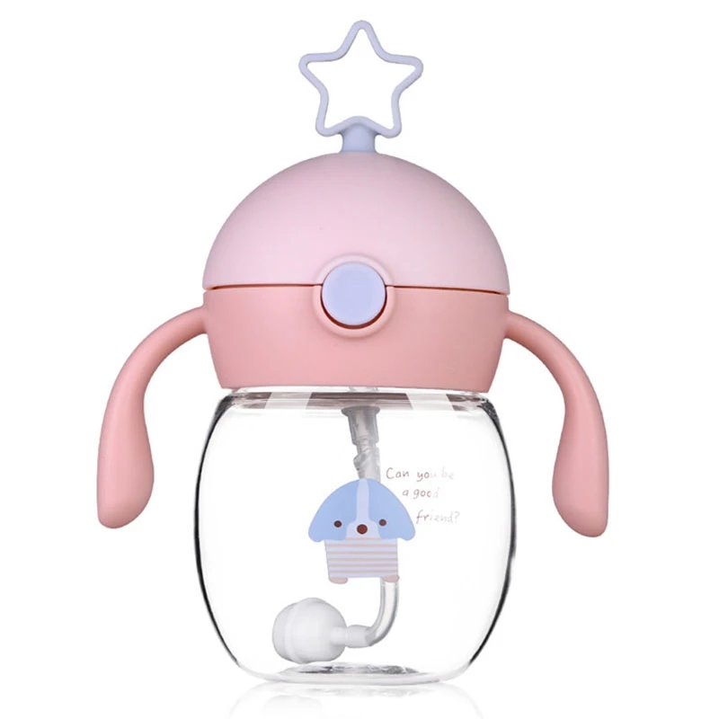 Green 280Ml Cup with Straw Baby Feeding Cup Kids Learn Drinking Water Milk Bottle with Handle Training Cup - Цвет: Green