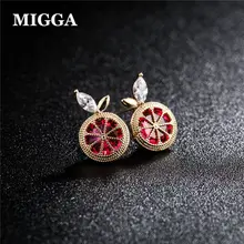 MIGGA цветной, с кубическим Цирконом Серьги золотистого цвета фрукты оранжевые серьги для женщин девочек Brinco бижутерия