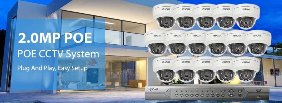 LOXCAM H.265+ 16CH 5MP POE NVR CCTV система 2MP аудио 1080P@ 25fps Открытый IP66 POE ip-камера видео безопасности набор для наблюдения 4K