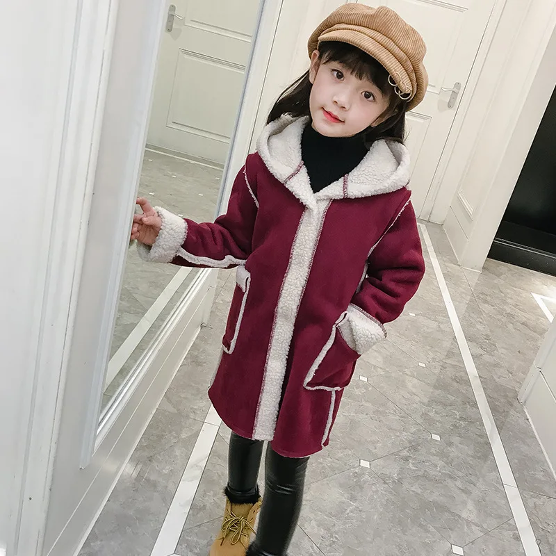 

New Brand 2017 Autumn Winter Kid's Fashion & Casual Jackets Girl's Cashmere Long Sleeve Hooded Coats Kids Warm Clothing Outwears