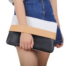 Neue Design Frauen Handtasche Solide Patchwork Dame Tageskupplungen Stitching Weiche Zipper Packet Mode Kurze Weibliche Einkaufstasche