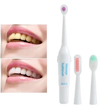 Уход за зубами Новая электрическая Массажная зубная щетка для взрослых 3 головки сменная батарея работает портативный 3 цвета случайный
