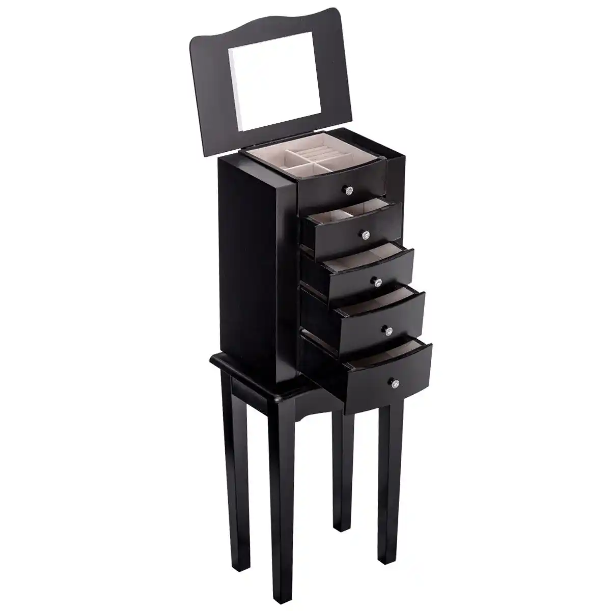 Goplus Jewelry Cabinet Armoire Storage Chest Stand Organizer