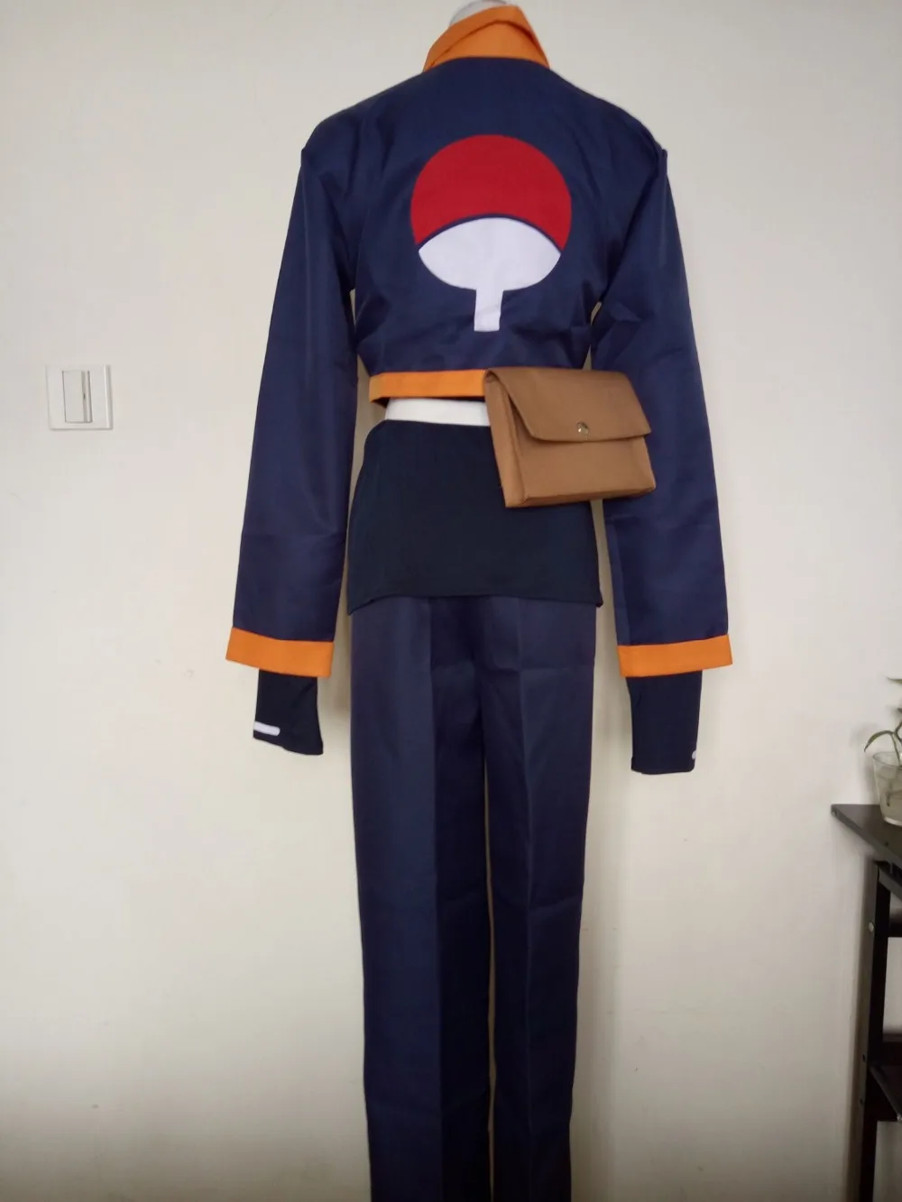 Naruto: Uchiha Obito | Black & Orange Akatsuki Outfit PU Leather Cosplay Costume Set 22 Obito Uchiha Cosplay Costume Side Detail