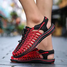 Новинка года; Мужская обувь без застежки; пляжные сандалии; Модные Повседневные Дышащие тапочки с узкими ремешками; Zapatos Calzado de hombre; x38