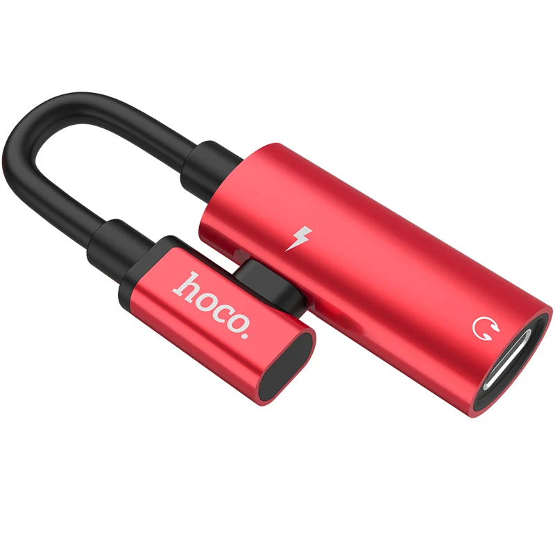 HOCO Audio Headphone Adapter for iPhone Xs Max XR X 8 7 2 in 1 Charger Splitter Dual Port for Lightning Earphone Charge Adapter