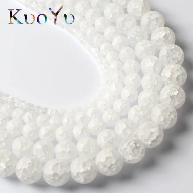 Natural Matte Polished White Crackle Crystal Stone Beads Round Loose Beads  For Jewelry Making Diy Bracelet Handmade Accessories - Temu New Zealand