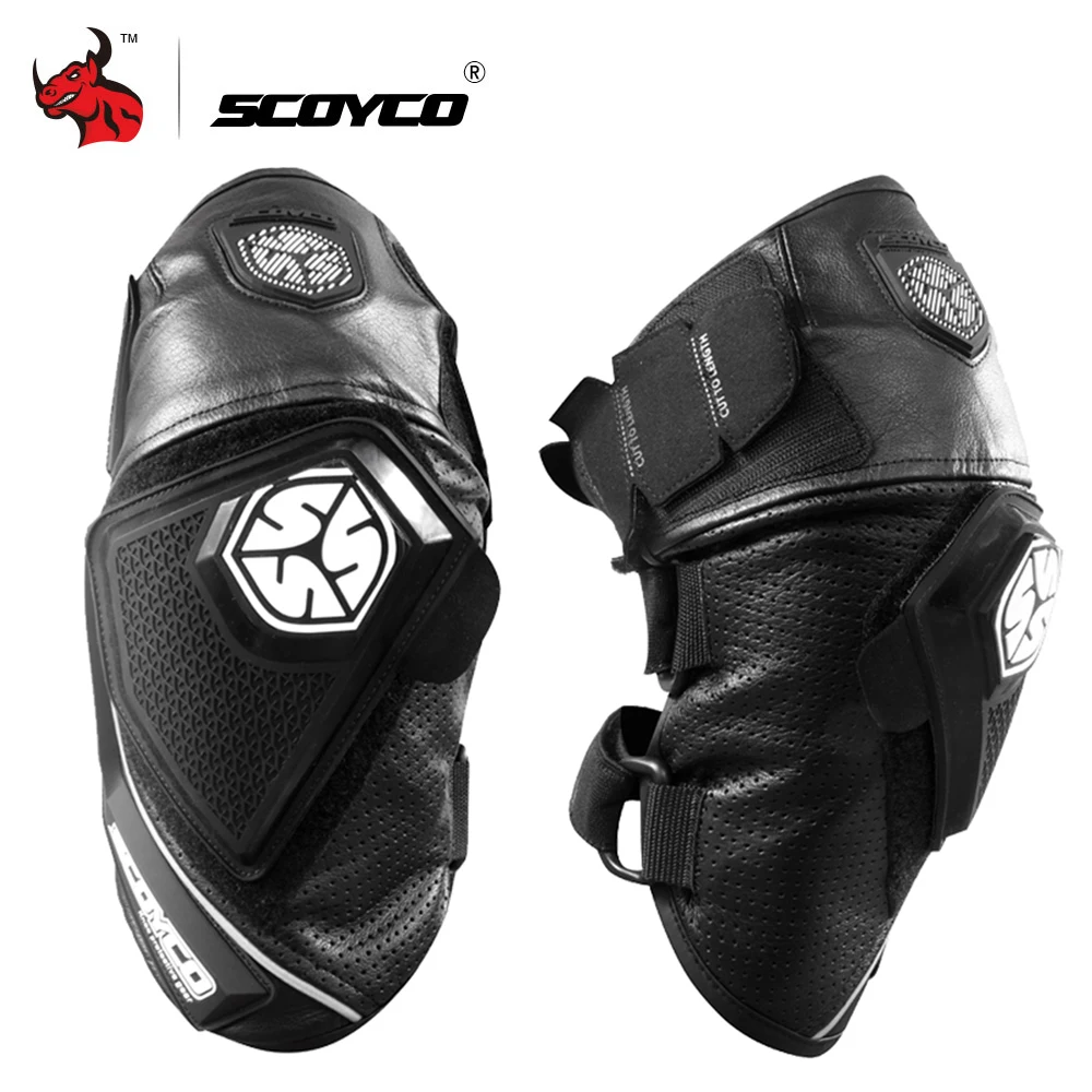 

SCOYCO Leather Motorcycle Knee Pad CE Motocross Knee Guards Motorcycle Protection Knee Motor-Racing Guards Black Moto Knee