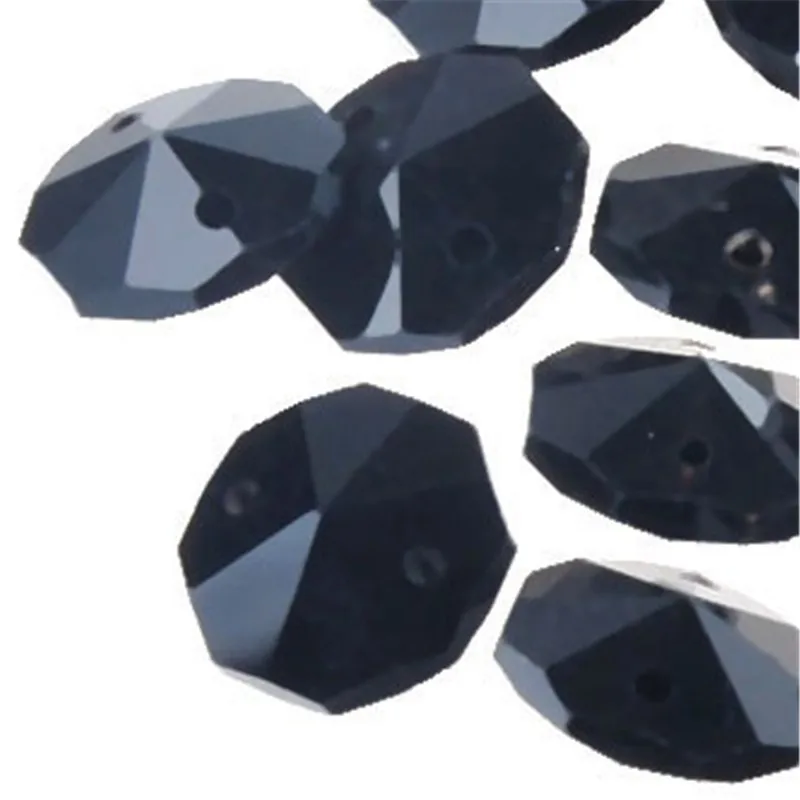 

50 PCS/lot 14mm Black Glass Crystal Octagonal Beads Chandelier Lamp Parts Wedding Party Curtain Crystal Beads For DIY Making