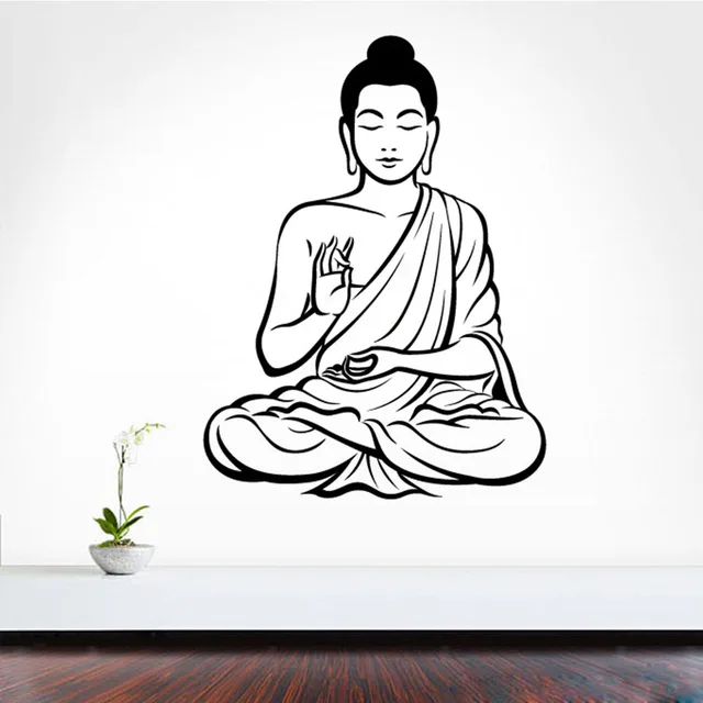 dctop meditating buddha diy removable art 3d wall sticker mural