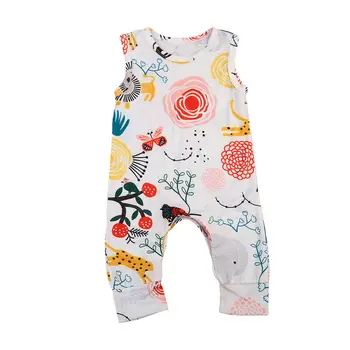 

Newborn Baby Boy Girl Clothes Animal Clothes Sleeveless Jumpsuit Floral Romper Summer Outfits Set Infant Baby Sunsuit Playsuit