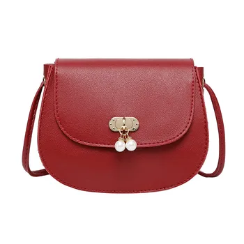 

2019 New Fashion handbag PU pure color single Pearl shoulder bag lady temperament small square Bag Satchel A Girl Messenger Bags