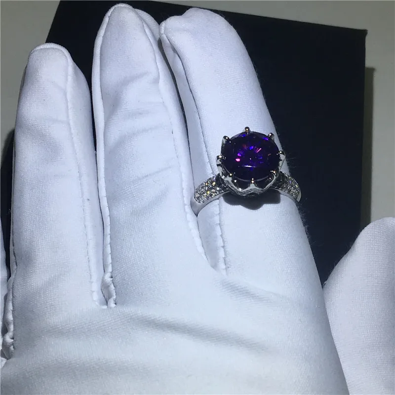2 цвета Корона кольцо 925 пробы серебро 4ct AAAAA кубический цирконий обручальное