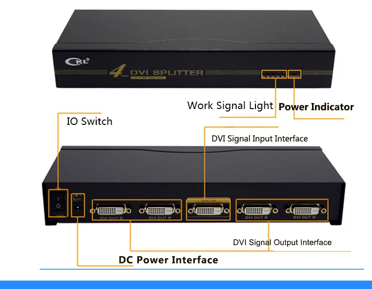 Ckl высококачественный черный 1x4 Порты и разъёмы dvi-сплиттер Многофункциональный Поддержка HDCP DDC ddc2 DDC2B 1920*1080 rackmount металла dvi-94e