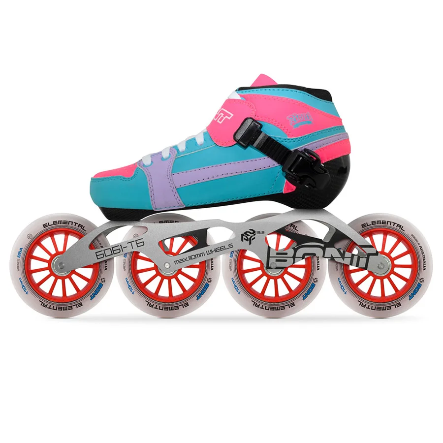 2019 الأصلي بونت السعي سرعة حذاء تزلج بعجلات Heatmoldable ألياف الكربون التمهيد 6061 إطار عنصري 4*90/100/110 مللي متر عجلات Patines