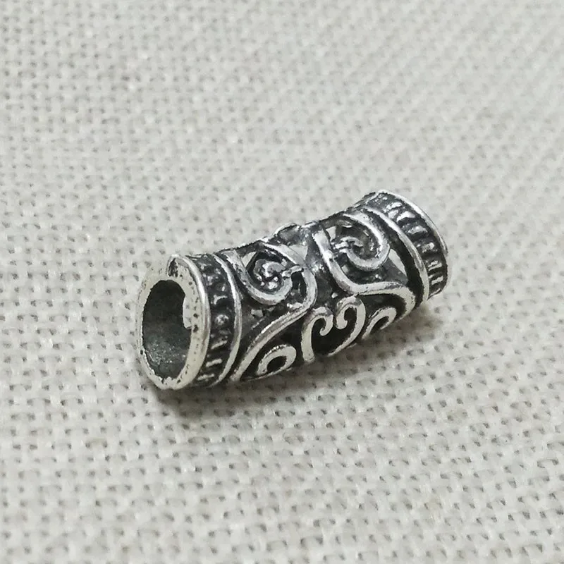 Тибетский серебряный кожаный шнур застежка трубчатые спейсеры талисманы ожерелье полые европейские бусины петля соединитель филигранные цепи ювелирные изделия