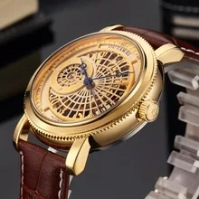 OUYAWEI Full gold dial Men Wristwatch Creative Skeleton Male Clock Leather Strap Gold Automatic Mechanical Casual Watches 2019 OUYAWEI Full gold dial Men Wristwatch Creative Skeleton Male Clock Leather Strap Gold Automatic Mechanical Casual Watches 2019
