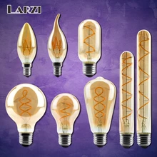Ретро винтажная лампа Эдисона, 4 Вт, 220 В, лампа Эдисона с регулируемой яркостью, E14, E27, 2200 K, светодиодный светильник со спиральной нитью, лампа, светодиодный светильник в стиле ретро