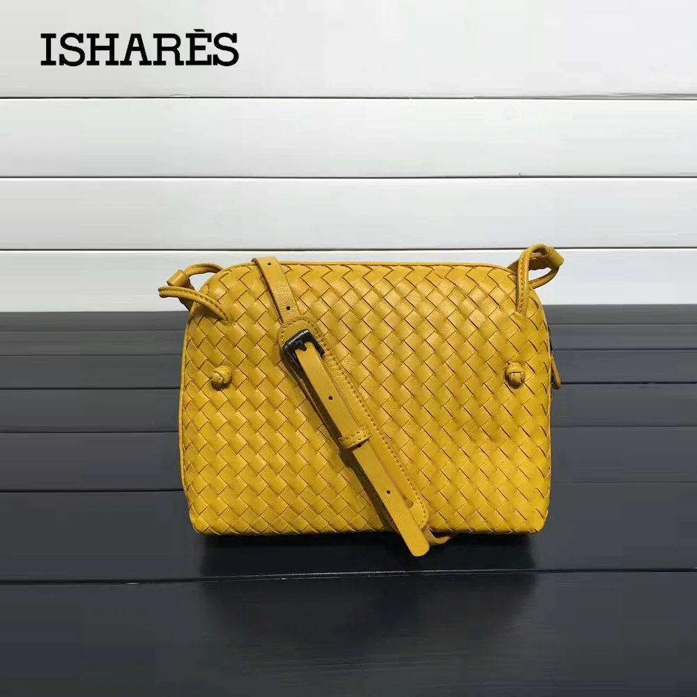 ISHARES Sheepskin Woven Luxury crossbody bags Women Girls messenger Handmade Designer Top Quality lambskin Bags Fashion IS324123