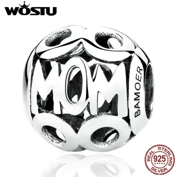 

Hot Sale Real 925 Sterling Silver MOM Charm Beads Fit Original WOST Bracelet Authentic Luxury Jewelry Gift For Mother BKC060