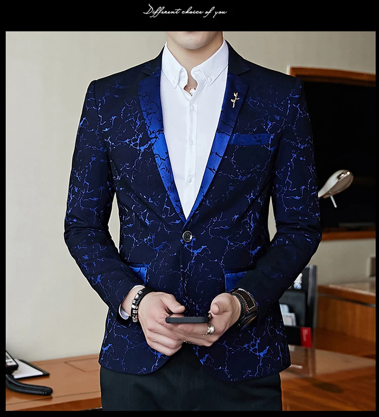 Luxury Party Prom Blazer Shinny Yarn Wine Red Blue Black Contrast Collar Dress Dinner Blazer Homme Slim Fit Suit Coat Jacket