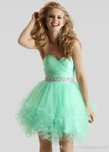 Türkis 2017 Homecoming Kleider A-line Schatz Organza Rüschen Perlen Short Mini Cocktailkleider
