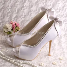 (20 Цветов) Дизайнер Peep Toe White Satin Свадебная Обувь Свадебные Туфли На Каблуках для Женщин