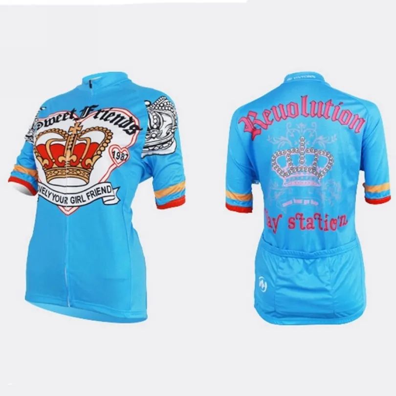 XINTOWN Crown Bike женская летняя одежда с подкладкой велосипедный комплект с коротким рукавом Велоспорт Джерси шорты костюм