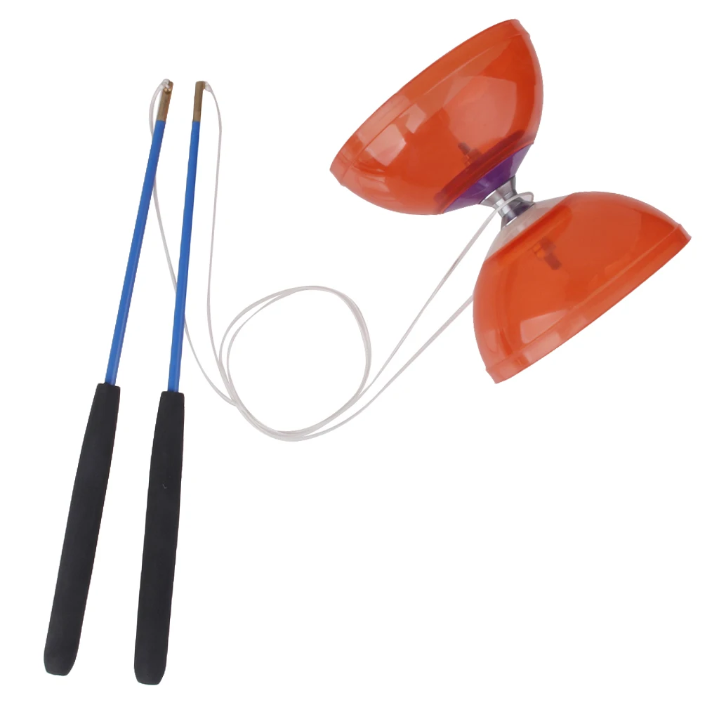 5-Bearing Diabolo Juggling Spinning Kit Toy Set W Handsticks & String Red