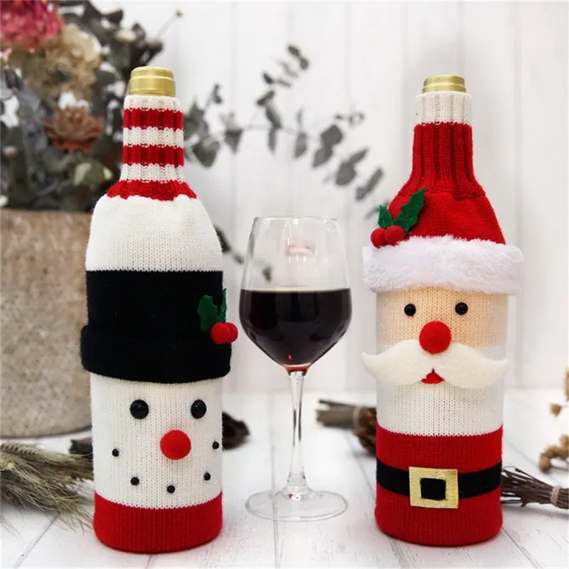 Горячая распродажа Рождественский чехол для бутылки вина Санта Клаус Снеговик для бутылки покрывало обеденный стол украшение для дома Новогодний продукт