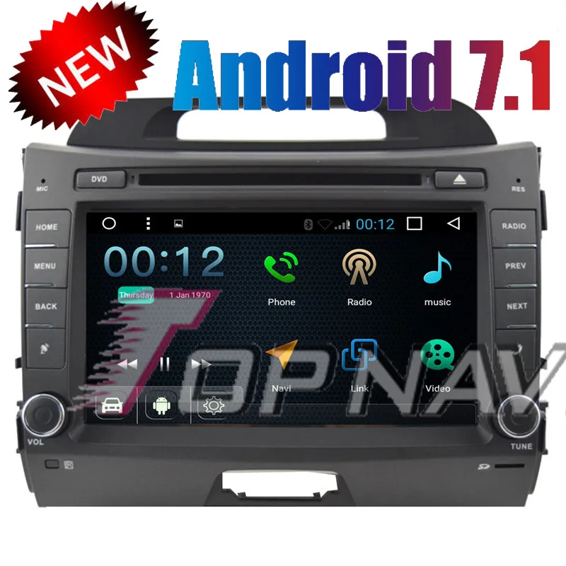 TOPNAVI 8&quot 1024*600 Quad Core 16G Android 7.1 Car DVD Multimedia Player for KIA Sportage R 2011-2014 radio GPS Navigation Audio |