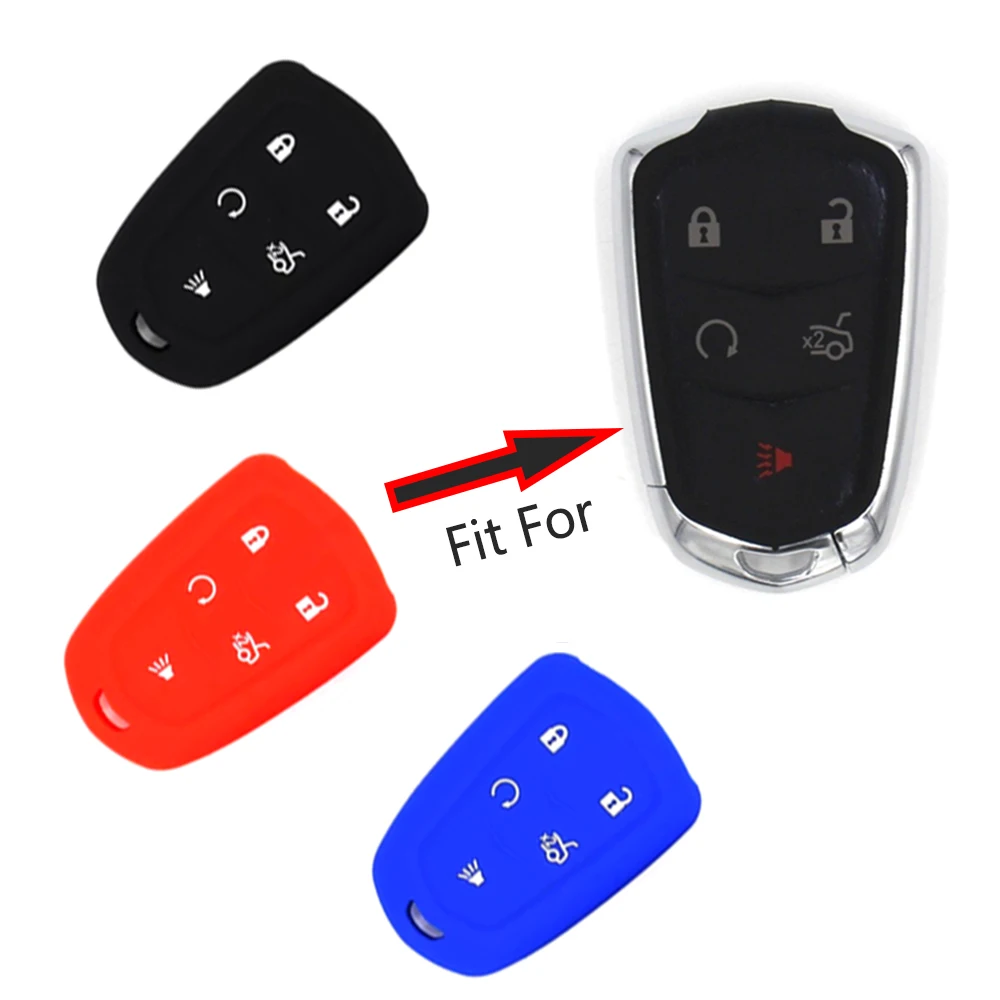

JEAZEA Silicone Key Fob Case Protector Remote Holder Shell Cover For Cadillac CT6 SRX CTS ATS XTS 2015 2016 2017 2018 2019