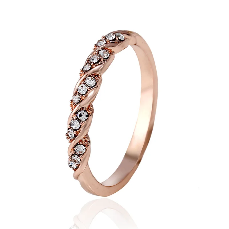 Новый Модные Украшения Кольца для Для женщин White Rose Gold Цвет сплава со стразами