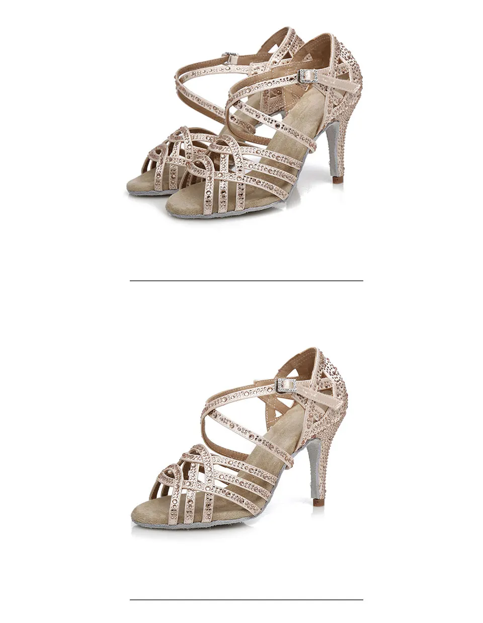 HROYL Латинская танцевальная обувь Для женщин для девушек и женщин; Танго Стразы Танцы обувь 10/8. 5/7. 5 см каблук Латинской сальсы;