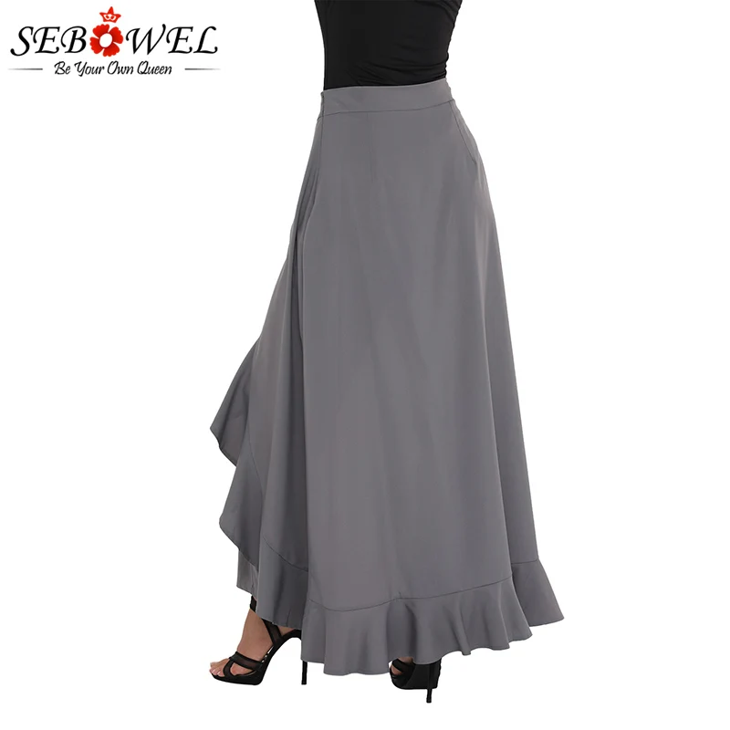 Grey-Chiffon-Tie-Waist-Ruffle-Palazzo-Pants-LC77034-11-3 