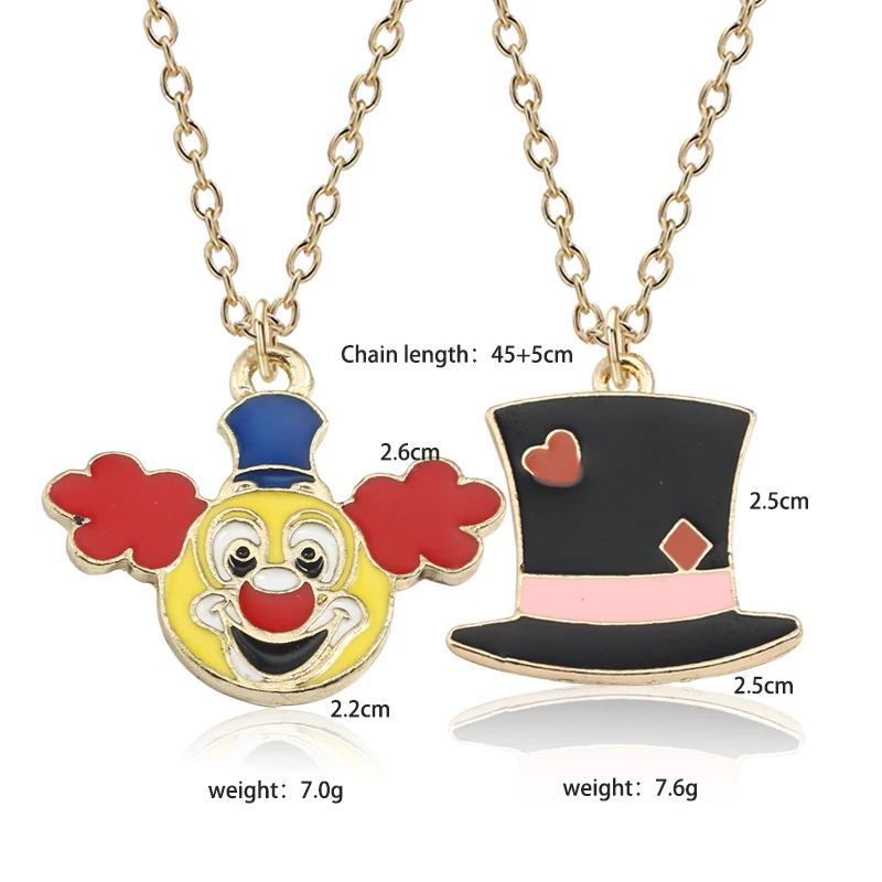 Diy-Cartoon-Gold-Enamel-Colorful-Clown-Hat-Necklace-Kawaii-Droll-Girl-Heart-Cap-Charm-Jewelry-For (5)