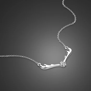 

New fashion silver buckhorn Sequins Choker 100% solid 925 silver elk giraffe pendant necklace.women's silver jewelry gift