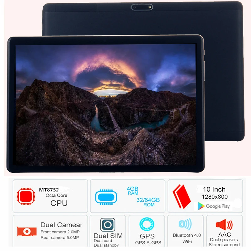 

2019 NEW 2.5D Sturdy screen 10.1 inch tablet PC CP9 Android Tablet 4GB RAM 32GB 64GB ROM 8 Octa Core 10 Big horn Black Silver