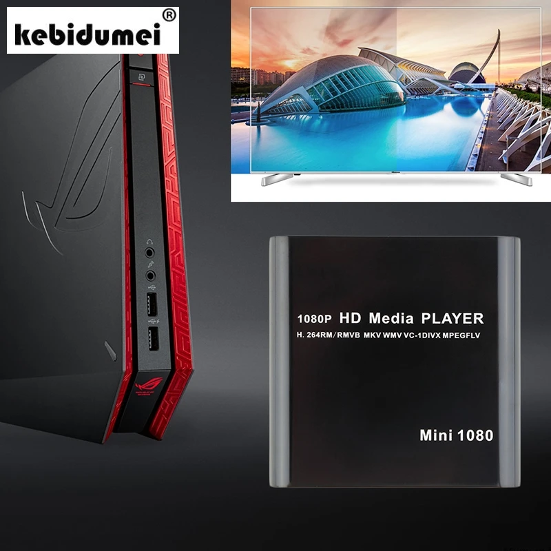 Kebidumei 1080P мини USB внешний HDD плеер Full HD с SD MMC кардридером поддержка хоста Mkv Hdmi Hdd