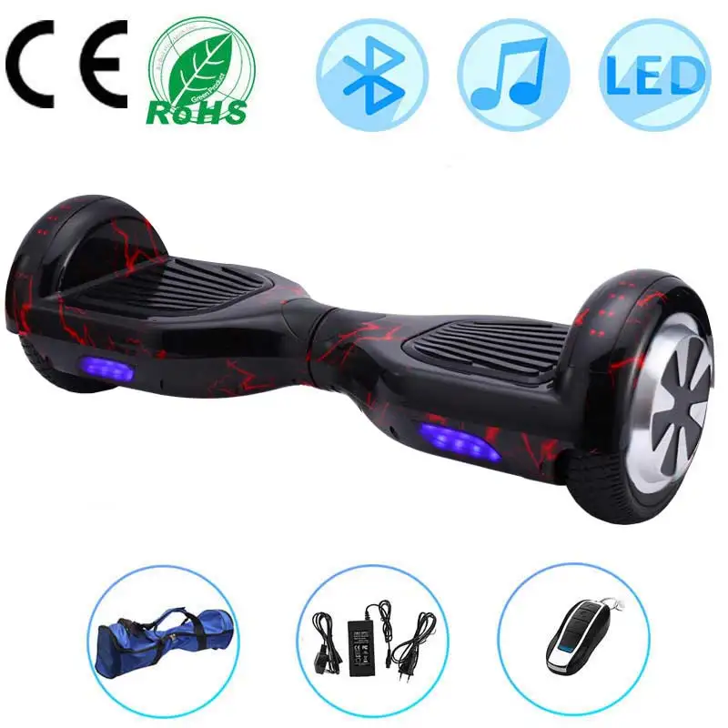 

Hoverboard 6.5 Inch Electric Scooters Red Flame Self-Balancing Scooters Two Wheels Balance Board LED Bluetooth+Remote Key+Bag