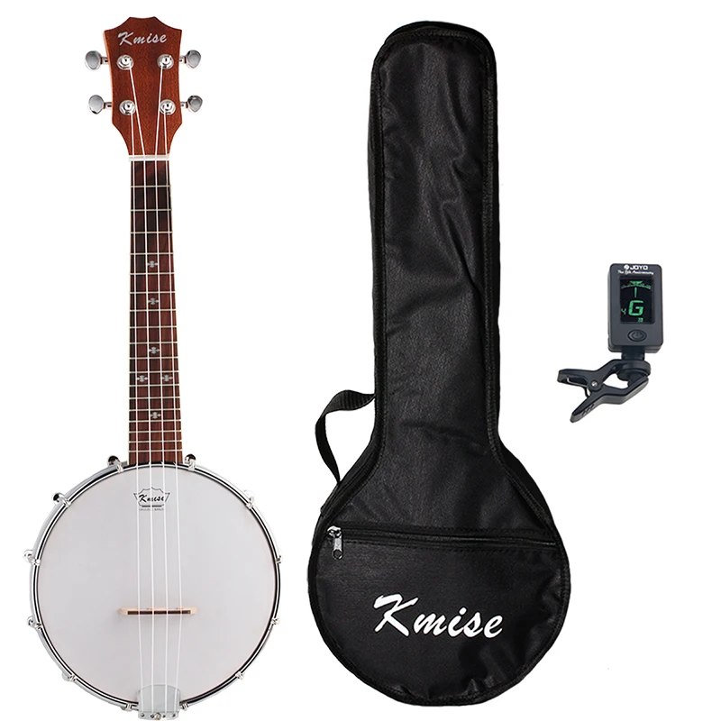 Kmise 4 String Banjo Ukulele Uke Ukelele Concert 23 Inch Size Sapele with Bag Tuner