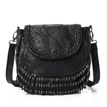 Tassel Skull Heads Designs Women Messenger Bag Quality Genuine Sheepskin Leather Female Shoulder Bag Thread Casual Crossbody Bag