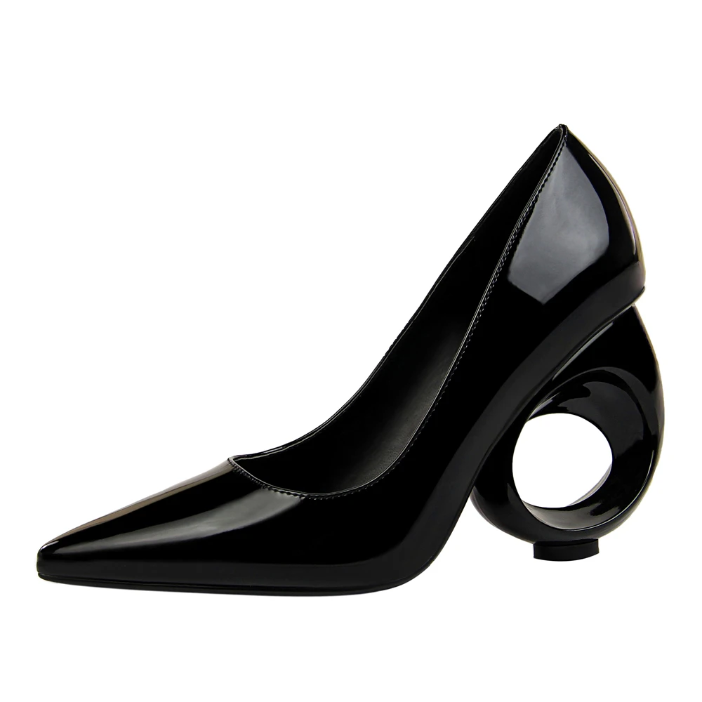 BIGTREE 2019 New Fashion Openwork High Heels Luxury Design Women's Shoes Patent Leather Sexy Shallow Mouth Pointed Shoes