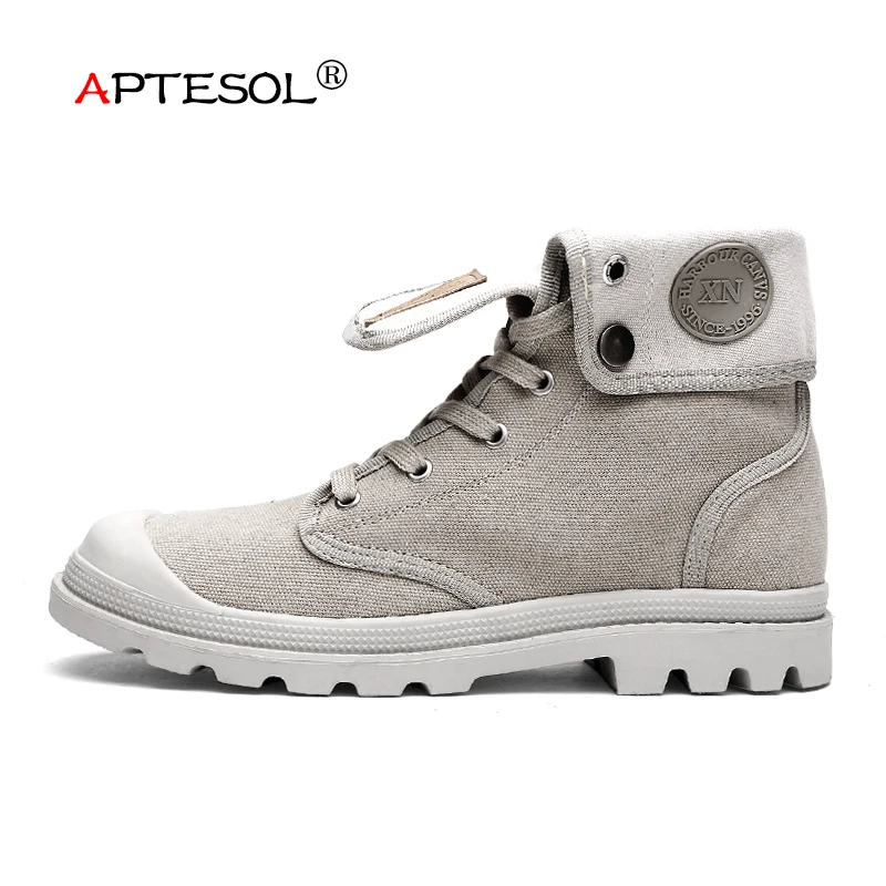 

APTESOL Men's High-Top Casual Shoes High Quality Lace-Up Sneakers Cotton Canvas Unisex Non-Slip Natural Rubber Sole For Couples