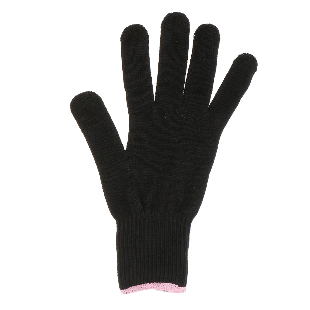 Professional Heat Resistant Glove for Hair Styling Heat Blocking Curling Flat Iron Wand Cotton Black FOR BOTH RIGHT LEFT HAND