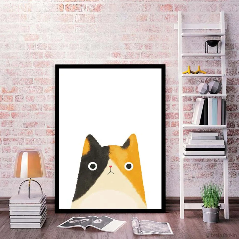 Nordic-Cute-Cartoon-Animal-Cat-Bear-Elephant-Canvas-Painting-Art-Print-Poster-Diy-Wall-Picture-For