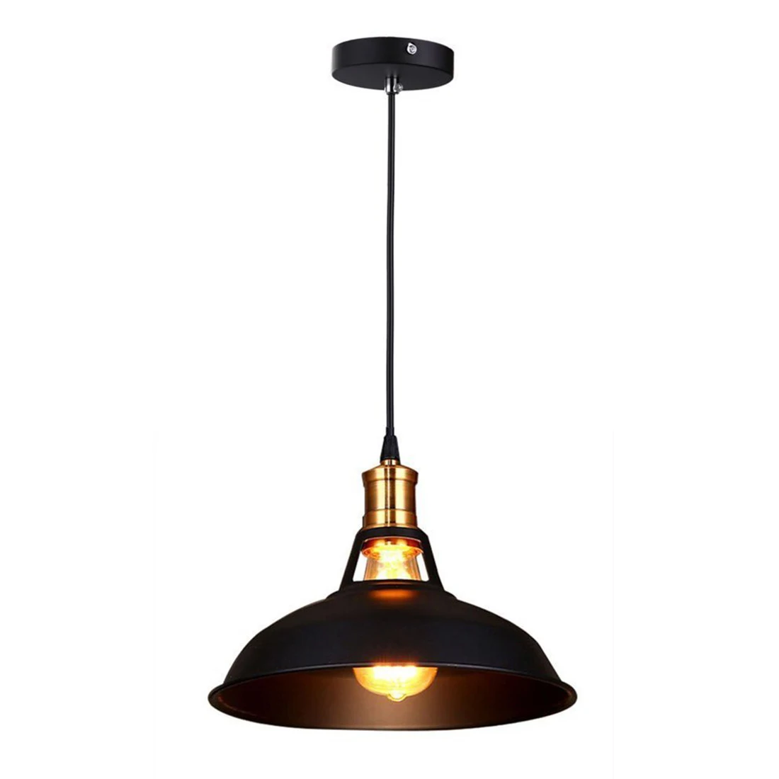 

Retro Industrial Edison Simplicity Chandelier Vintage Ceiling Lamp with Metal Shiny Nordic style Shade (Black)